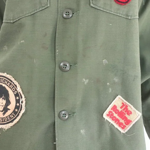 Madeworn Rolling Stones Army Jacket Military Green Cotton Size
